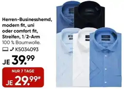 Galeria Herren-Businesshemd, modern fit, uni oder comfort fit, Streifen, 1/2-Arm Angebot