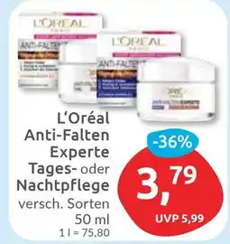 Budni L'Oréal Anti-Falten Experte Tages- oder Nachtpflege Angebot