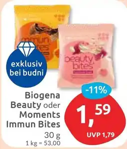 Budni Biogena Beauty oder Moments Immun Bites Angebot