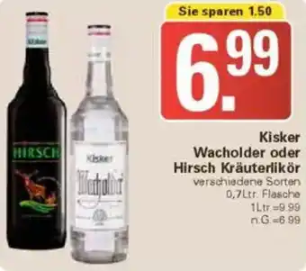 WEZ Kisker Wacholder oder Hirsch Kräuterlikör Angebot