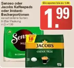 WEZ Senseo oder Jacobs Kaffeepads oder Instant Becherportionen Angebot