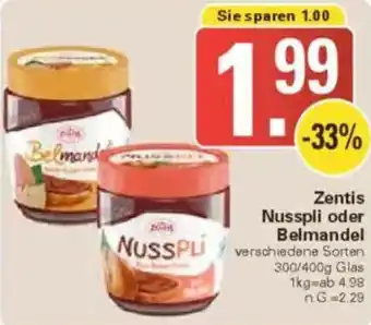 WEZ Zentis Nusspli oder Belmandel Angebot