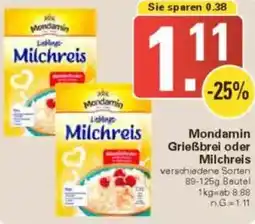 WEZ Mondamin Grießbrei oder Milchreis Angebot