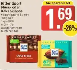 WEZ Ritter Sport Nuss- oder Kakaoklasse Angebot