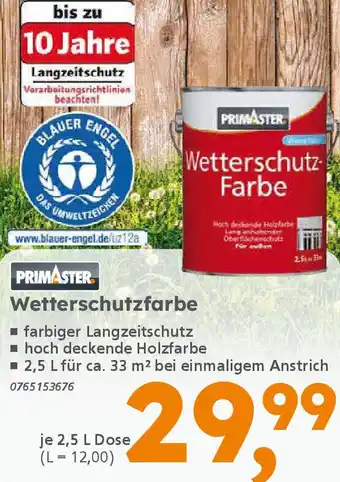 Globus Baumarkt PRIMASTER Wetterschutzfarbe Angebot