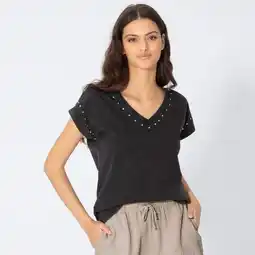 NKD Damen-T-Shirt mit Nieten am Ausschnitt Angebot