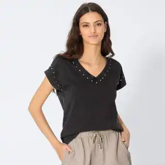 NKD Damen-T-Shirt mit Nieten am Ausschnitt Angebot