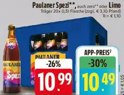 Edeka Paulaner Spezi oder Limo Angebot
