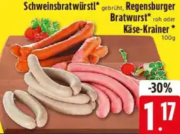 Edeka Schweinsbratwürstl, Regensburger Bratwurst roh oder Käse-Krainer Angebot
