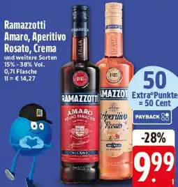 E-Center Ramazzotti Amaro, Aperitivo Rosato, Crema Angebot