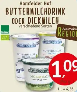 Erdkorn Biomarkt Hamfelder Hof BUTTERMILCHDRINK ODER DICKMILCH Angebot