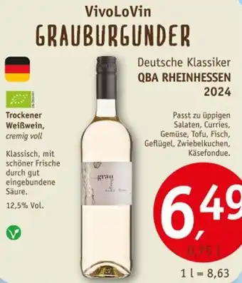 Erdkorn Biomarkt VivoLoVin GRAUBURGUNDER Angebot