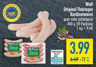 diska Wolf Original Thüringer Rostbratwurst Angebot