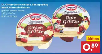 Netto Marken-Discount Dr. oetker grütze mit soße, sahnepudding oder cheesecake dessert Angebot