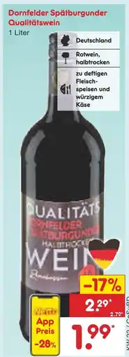 Netto Marken-Discount Dornfelder spätburgunder qualitätswein Angebot