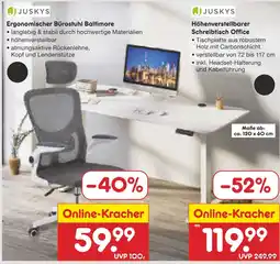 Netto Marken-Discount Juskys ergonomischer bürostuhl baltimore oder höhenverstellbarer schreibtisch office Angebot