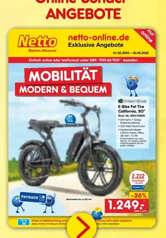Netto Marken-Discount E-bike fat tire california, 20 Angebot
