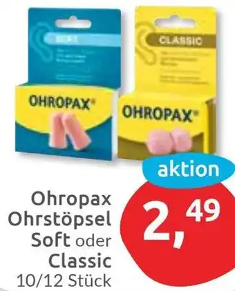 Budni Ohropax Ohrstöpsel Soft oder Classic Angebot
