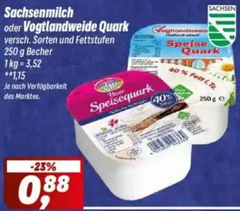 Simmel Sachsenmilch oder Vogtlandweide Quark Angebot