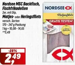 Simmel Nordsee MSC Backfisch, Fischfrikadellen, Matjes- oder Heringsfilets Angebot