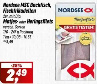 Simmel Nordsee MSC Backfisch, Fischfrikadellen, Matjes- oder Heringsfilets Angebot