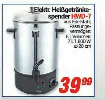 CENTERSHOP Elektr. Heißgetränkespender Hwd-7 Angebot