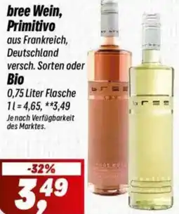 Simmel bree Wein, Primitivo oder Bio Angebot