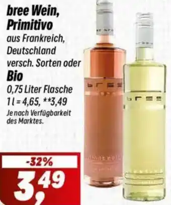 Simmel bree Wein, Primitivo oder Bio Angebot