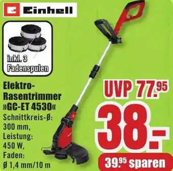 B1 Discount Baumarkt Einhell Elektro Rasentrimmer GC-ET 4530 Angebot