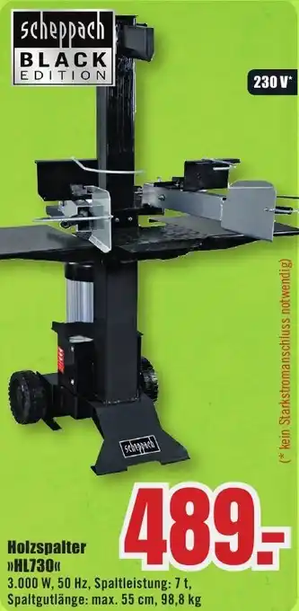 B1 Discount Baumarkt Scheppach Holzspalter HL730 Angebot