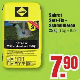 B1 Discount Baumarkt Sakret Setz-Fix Schnellbeton Angebot
