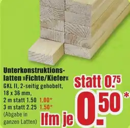 B1 Discount Baumarkt Unterkonstruktionslatten Fichte/Kiefer Angebot