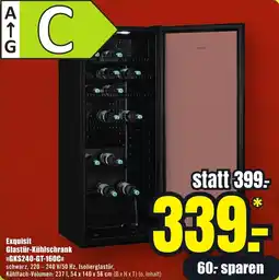 B1 Discount Baumarkt Exquisit Glastür-Kühlschrank GKS240-GT-160C Angebot