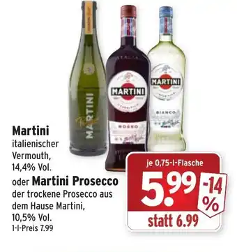 Wasgau Martini oder Martini Prosecco 0,75L Angebot