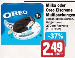 AEZ Milka oder Oreo Eiscreme Multipackungen Angebot