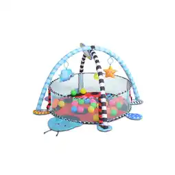 Netto Marken-Discount Cangaroo Spielbogen Ladyfly 2 in 1 Krabbeldecke, Bällebad, 30 Bälle, Stofftiere blau Angebot