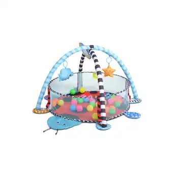 Netto Marken-Discount Cangaroo Spielbogen Ladyfly 2 in 1 Krabbeldecke, Bällebad, 30 Bälle, Stofftiere blau Angebot