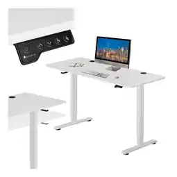 Netto Marken-Discount Juskys Höhenverstellbarer Schreibtisch Office Stand 140x60cm - elektrisch, Memory-Funktion - Weiß Angebot