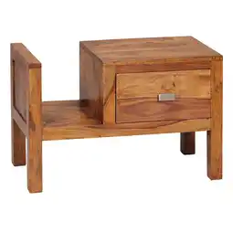 Netto Marken-Discount KADIMA DESIGN Robuste Sheesham Nachtkonsole, Landhaus-Optik, 60x40x30 cm - Mit Schublade & Ablage Angebot