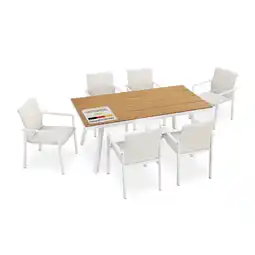 Netto Marken-Discount Juskys Premium Gartenmöbel Set Maui - Tisch mit 6 Stühlen & Kissen - Alu & Polywood - Beige Angebot