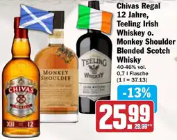 AEZ Chivas Regal 12 Jahre, Teeling Irish Whiskey o. Monkey Shoulder Blended Scotch Whisky Angebot
