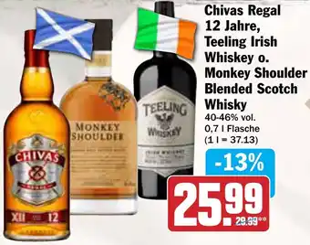 AEZ Chivas Regal 12 Jahre, Teeling Irish Whiskey o. Monkey Shoulder Blended Scotch Whisky Angebot