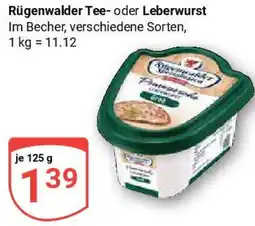 Globus Rügenwalder Tee- oder Leberwurst Angebot
