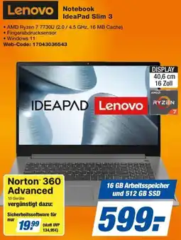expert Techno Land Lenovo Notebook IdeaPad Slim 3 Angebot