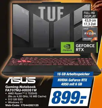 expert Techno Land ASUS Gaming-Notebook FA707NU-HX051W Angebot