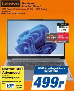 expert Techno Land Lenovo Notebook IdeaPad Slim 3 Angebot