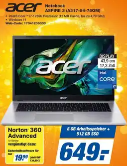 expert Techno Land acer Notebook ASPIRE 3 (A317-54-75QM) Angebot