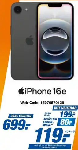 expert Techno Land Apple iPhone 16e Angebot