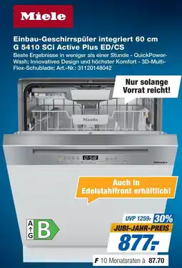 Expert Miele Einbau-Geschirrspüler integriert 60 cm G 5410 SCi Active Plus ED/CS Angebot
