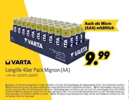 MEDIMAX Varta longlife 40er pack mignon (aa) Angebot